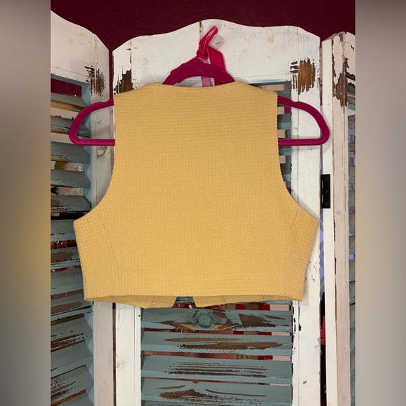 ZARA Cropped Yellow Vest Button Front Size Small - Picture 2 of 10